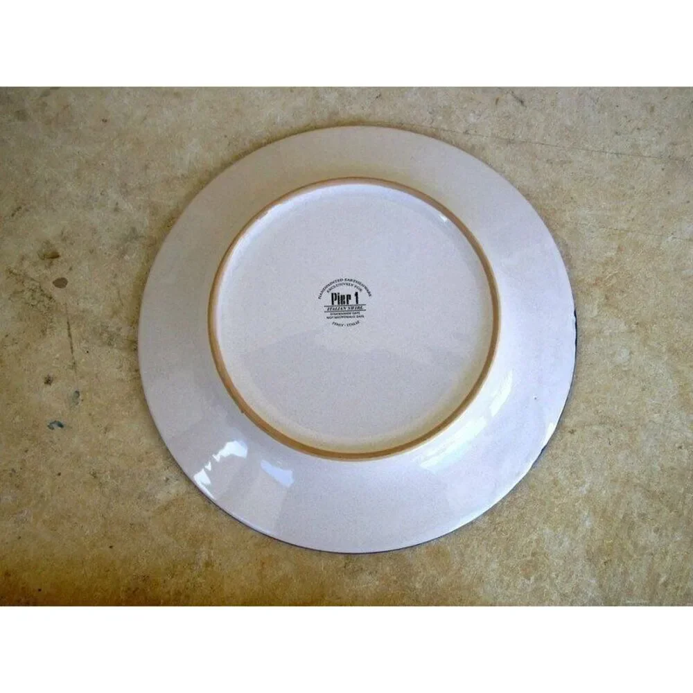 Pier 1 Italian Swirl Dinner‎ Plate Blue/Yellow Hand Painted Swirled Italy